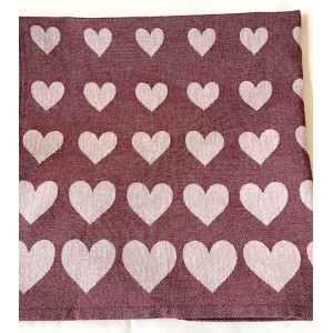 Hand- en Theedoek - Hearts - Burgundy
